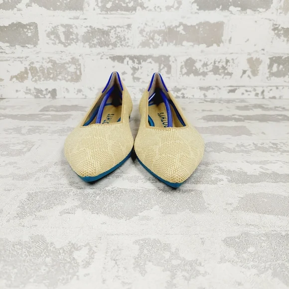 New Rothy's The Flat Giraffe Lemon Knit Pointy Toe Slip On Loafers W560
